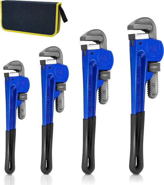 Zwaar uitgevoerde waterpomptangenset warmtebehandeld verstelbaar 8", 12", 12", 14" zachte handgreep met opbergkoffer (blauw)