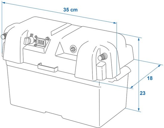 ProPlus Accubak 35x18x23cm - 2x USB - 1x 12V stekkerdoos - Voltmeter - 2x Anderson stekker - Batterybox