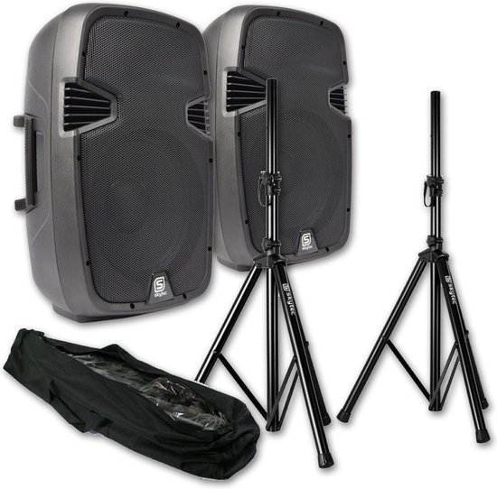 Acteve speakerset - Vonyx SPJ-800A actieve speakers - 2x 8 inch actieve speaker met 2x luidspreker standaard - 400W