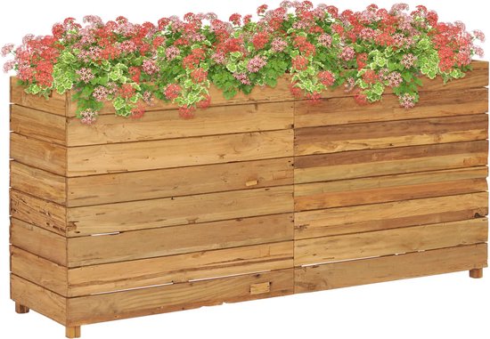 vidaXL-Plantenbak-verhoogd-150x40x72-cm-massief-teakhout-en-staal