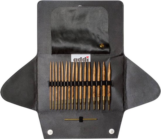 Addi Click Nature verwisselb. breipuntenetui olijfhout.