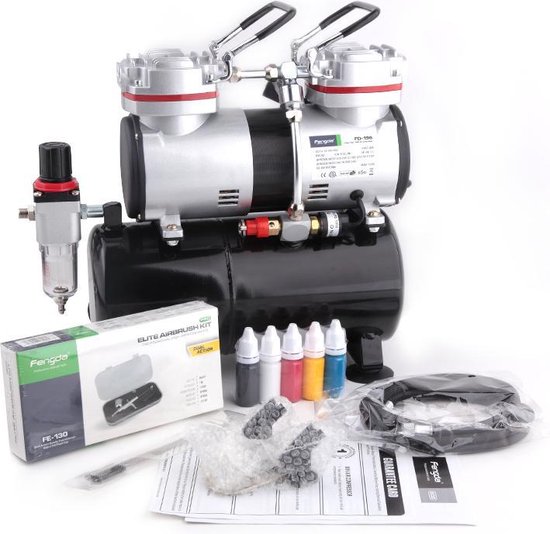 Fengda FD-196K(AS-196K) Airbrush Compressor Set – Compleet met Airbrush Pistool