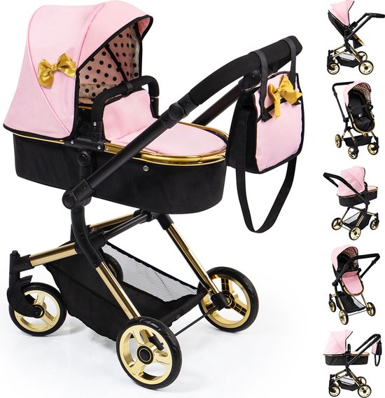 Bayer - Combi Poppenwagen Neo Vario - Zwart Roze Goud (18490AA)