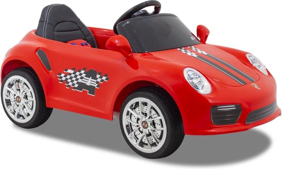 Kijana Elektrische Kinderauto Porsche Style Rood - Krachtige Accu - Op Afstand Bestuurbaar - Veilig Voor Kinderen