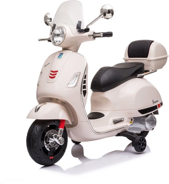 Piaggio Vespa GT Kinderscooter – 6V – 1-3 Jaar – 3,5km/u - Opbergbox – Extra Functies – Wit