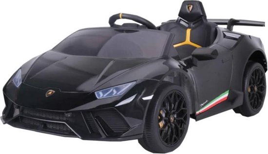 Lamborghini Huracán LP640 Performanté 12V Elektrische kinderauto | Accu Auto voor kinderen met Rubberen banden, Leren zitje en Bluetooth (Zwart)