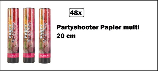48x Party shooter papier multi 20 cm- PAPIER - shooter confetti carnaval thema feest festival apres ski party