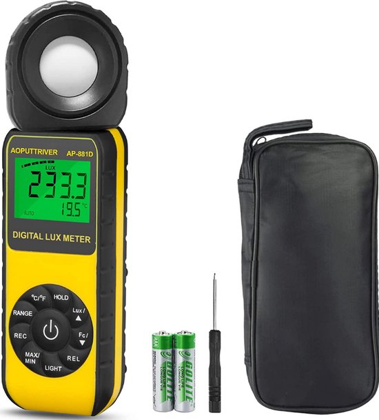 Digitale Licht Lux Meter - Licht Lux Meter - Licht Meter - Digitale Handheld - Meter tot 400.000 lux - Hoge Nauwkeurige Luminometer - luminometer Fotometer - Auto - Handmatige Waaier
