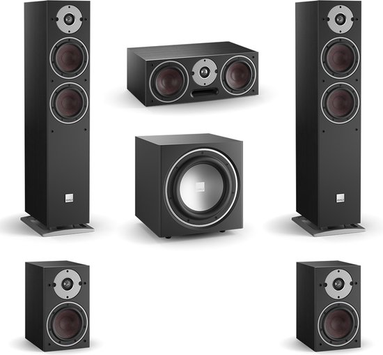 DALI Oberon 5 - Oberon 1 - Oberon Vokal - Dali Sub E9-F - 5.1 Surround Bundel - Zwart