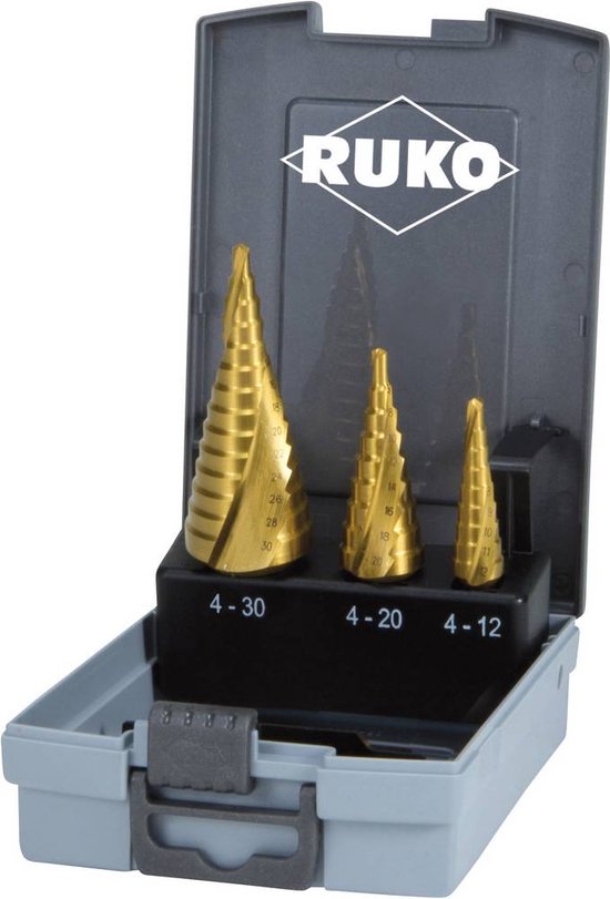RUKO 101026TRO Getrapteboorset 3-delig 4 - 12 mm, 4 - 20 mm, 4 - 30 mm HSS 3 vlakken schacht 1 set(s)