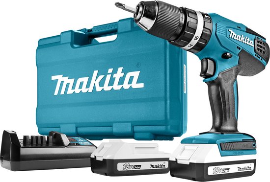 Makita HP457DWE Boor-/schroefmachine - 18V - Inclusief 2 Accu's en Lader