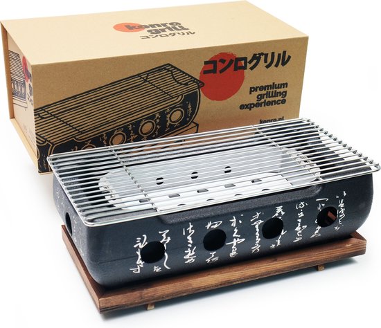 Konro Grill - Japanse BBQ Grill - Shichirin BBQ - Houtskoolbarbecue - Keramisch Japanese Yakitori Grill - Hibachi Kookoppervlak 36x18cm