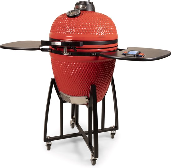 Patton - Kamado 21" - Premium Red Devil - Keramische barbecue - incl. Bluetooth kerntemperatuurmeter - LED verlichting - Large - Compleet - Rood