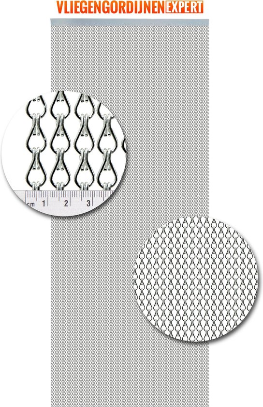 Vliegengordijnenexpert - Vliegengordijn - 90x210 cm - Zilver