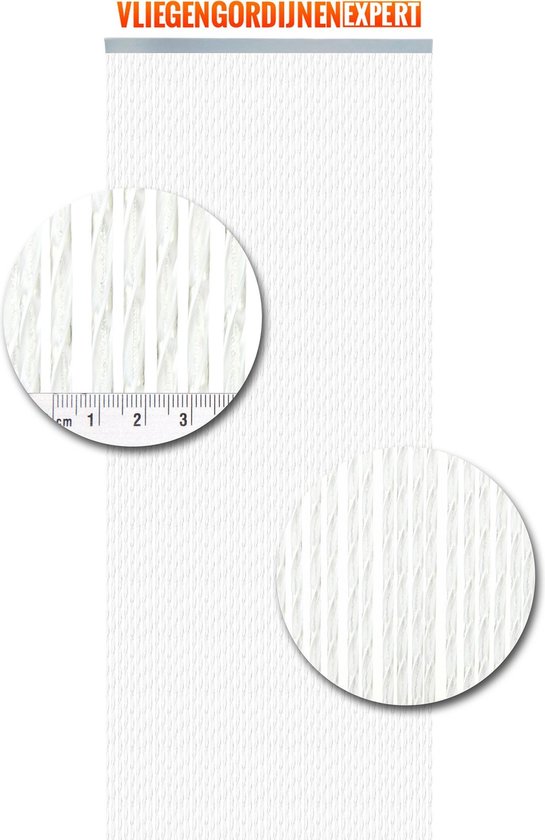 Vliegengordijnenexpert Bali - Vliegengordijn - 92x210 cm - Wit met Transparant