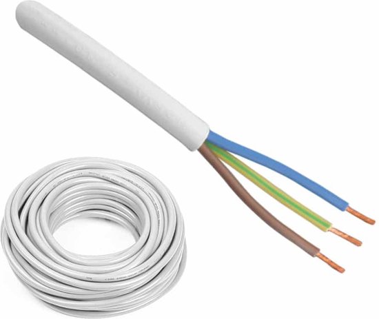Benson Stroomkabel - Rond - 3 x 1 - 100 meter - Wit