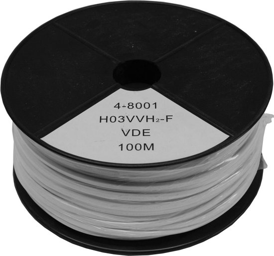 Benson Stroomkabel - Ovaal - 2 x 0.75 - 100 meter - Wit