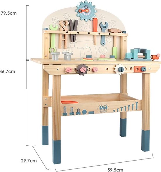 Stevige Houten werkbank-speelgoed-werkplaats-kinder gereedschap-set-garage