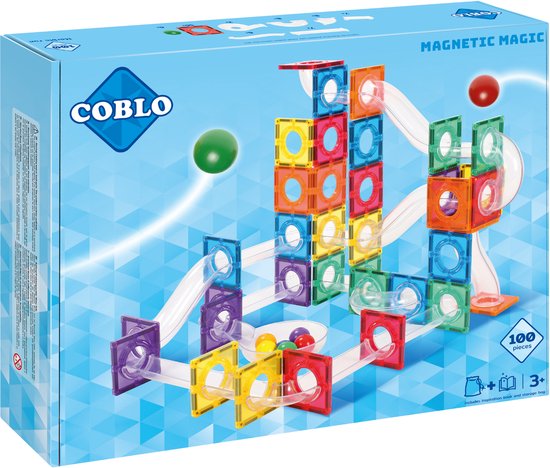Coblo Classic Knikkerbaan 100 stuks - Magnetisch speelgoed - Constructiespeelgoed - STEM speelgoed - Sinterklaas Cadeau - Speelgoed 3 jaar