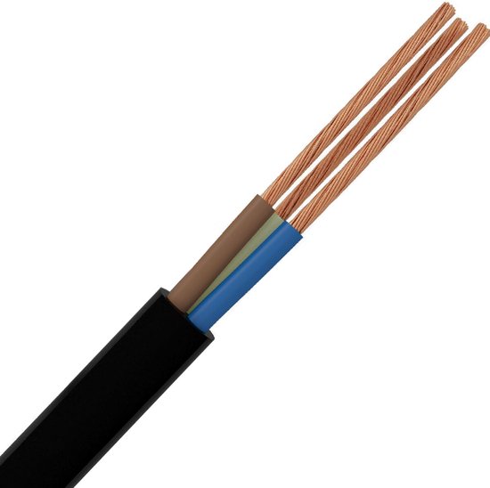 VMVL Kabel - Stroomkabel - 3x1.5mm - 3 Aderig - 50 Meter - H05VV-F - Zwart