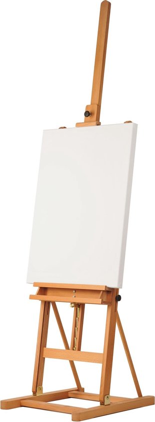 Van Beek New York - Atelierezel - Verstelbare Schildersezel met Bak geschikt voor Maximale Doekhoogte van 140cm - Multi-Functionele Ezel van Beukenhout voor Beginner en Professional - Lichte en Compacte Atelierezel van Premium Kwaliteit