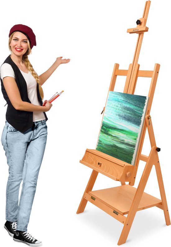 Artina Schildersezel Napoli - Massief Ezel gemaakt Beukenhout - Houten Ezel 60x207 geschikt voor Schildersdoeken tot 150 cm