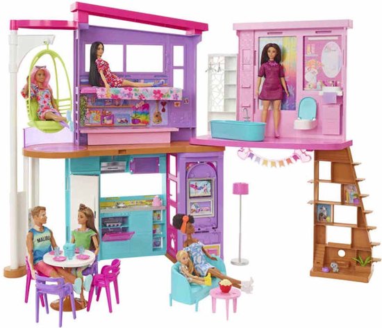 Barbie Malibu Huis - Barbie huis - 2 verdiepingen met barbie meubels