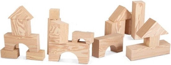Edushape grote foam / schuim blokker Hout-imitatie voor kinderen - 75 mm - 32 stuks