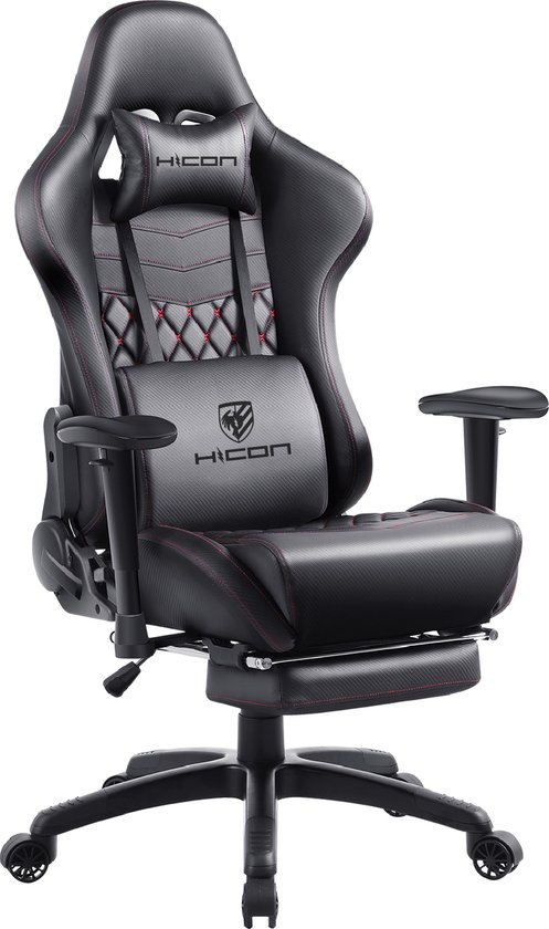 HICON Gamestoel Incanto - Ergonomisch - Gaming stoel - Bureaustoel - Verstelbaar - Gamestoelen - Racing - Gaming Chair - Zwart