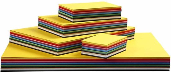 Gekleurd Karton, A3,A4,A5,A6, 180 gr, diverse kleuren, 1500 div vellen/ 1 doos | Knutselpapier | Knutselkarton