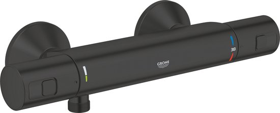 Grohe Precision Start Douchekraan - thermostatisch - zonder omstel - koppelingen - HOH=15cm - mat zwart