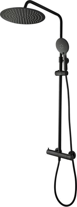 Tiger Twiss Doucheset - Regendouche Ø 30 cm - Handdouche Ø 12 cm - Met thermostaatkraan - 3 standen - Mat zwart