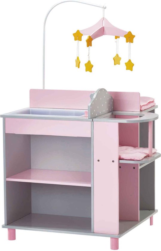 Teamson Kids Veranderen Station Voor Babypoppen - Accessoires Voor Poppen - Kinderspeelgoed - Roze/Blauw/Grijs