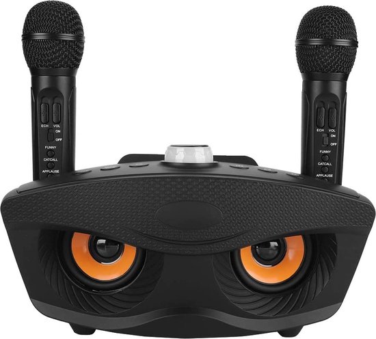 Karaoke-eenheid Karaoke-luidspreker Bluetooth-luidspreker Home KTV Karaoke Bluetooth-luidspreker met twee microfoons(Zwart)