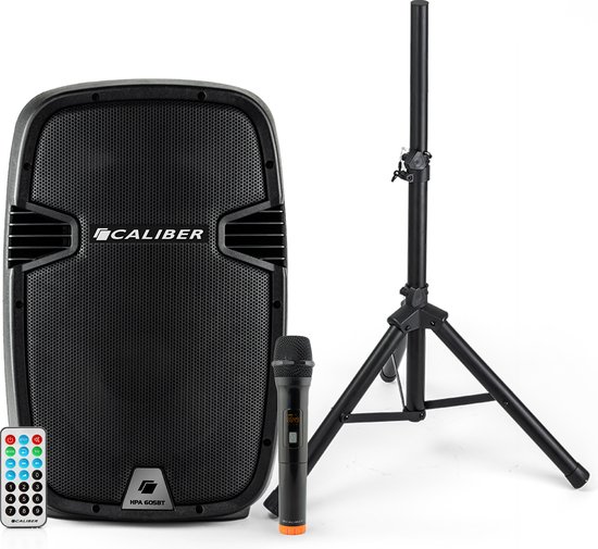 Caliber Karaoke Set - Party Speaker met draadloze microfoon - Karaoke Set 250 Watt - PA Set met Afstandsbediening - Luidspreker Standaard (HPA605BT)