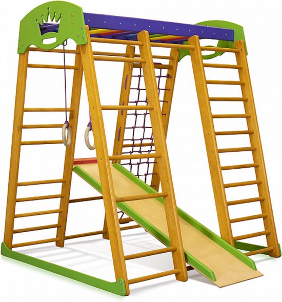 Juliard.Club Speelhoek Dino 150-1 met Glijbaan - Klimrek voor peuters en kleuters - kleur vernis