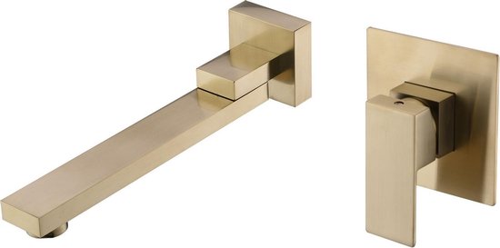 Mawialux inbouw wastafelmengkraan - Vierkant - Geborsteld goud - Xelle