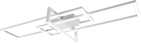 LED Plafondlamp - Plafondverlichting - Trion Salana - 34W - Natuurlijk Wit 4000K - Dimbaar - Rechthoek - Mat Wit - Aluminium