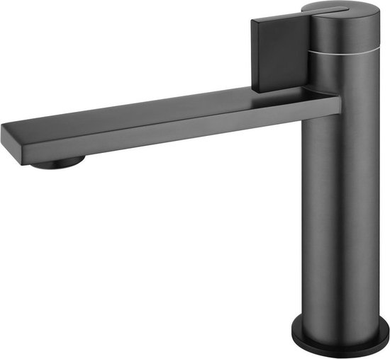 Mawialux wastafelkraan - Rond - Geborsteld mat gunmetal grey - Quet