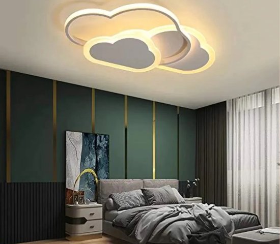 LuxiLamps - Wolken Harten Plafondlamp - Met Afstandsbediening - Wit - Dimbaar - Woonkamerlamp - Moderne lamp - Plafonnière