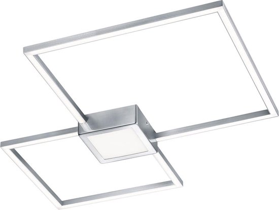 LED Plafondlamp - Torna Hydro - 28W - Warm Wit 3000K - Dimbaar - Rechthoek - Mat Nikkel - Aluminium