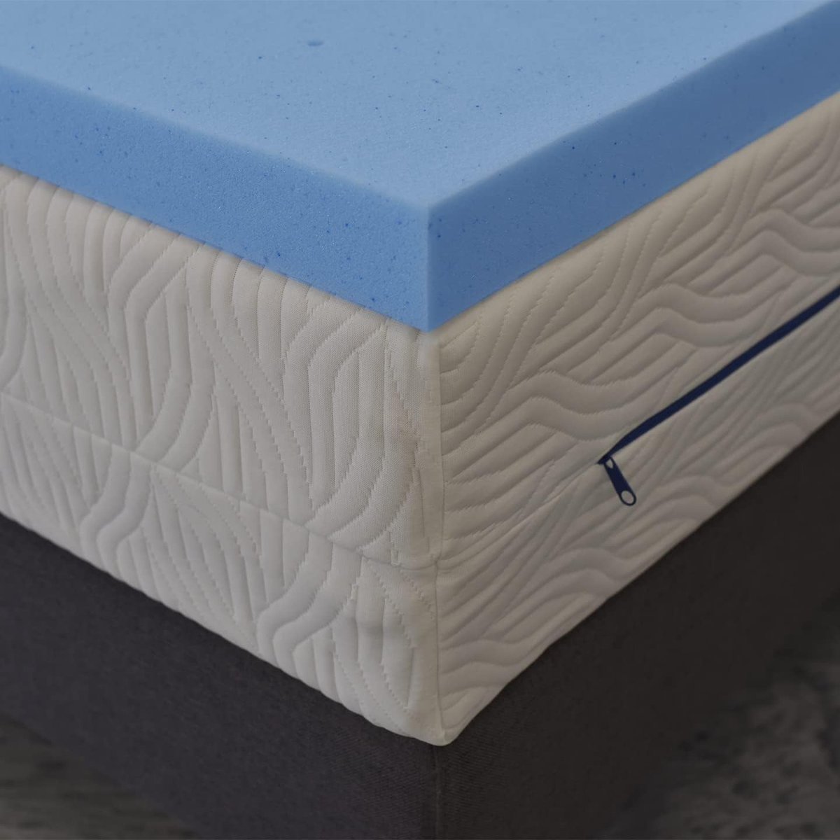 elastische topper 150 x 200 x 5 cm - matras van traagschuim met geldeeltjes en geventileerd airflow-systeem, ergonomische matras, matrasoplegger van traagschuim