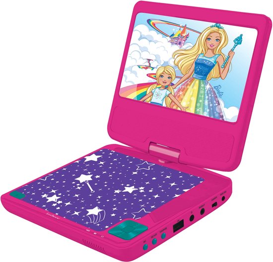 Lexibook Barbie Draagbare DVD-speler, 7 "LCD, 2 luidsprekers, oplaadbare batterij, roze, DVDP6BB