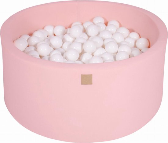 Ballenbak KATOEN Roze - 90x40 incl. 300 ballen - Wit, Pastel Roze, Transparant