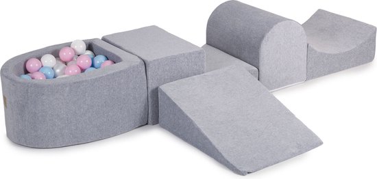 Speelset incl. 100 ballen - Grijs - Wit, Parel Wit, Baby Blauw, Pastel Roze