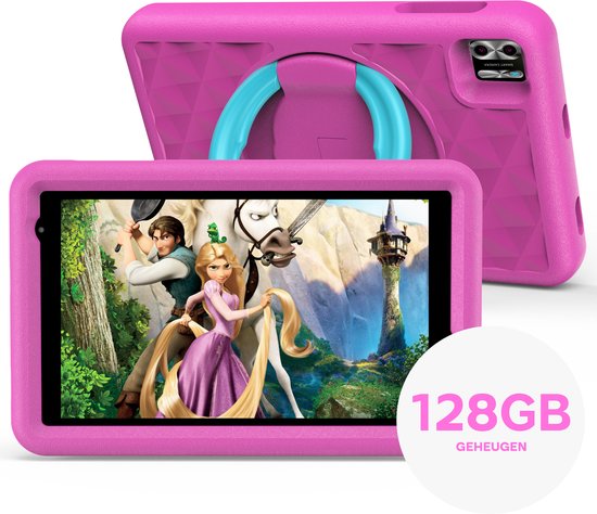 Hyperbelle Kindertablet - Kindertablet vanaf 3 jaar - Tablet Voor Kinderen - Snelste 8 inch op de markt - Ouderlijktoezicht - Kidsproof - 4GB RAM - 128GB opslag - Roze