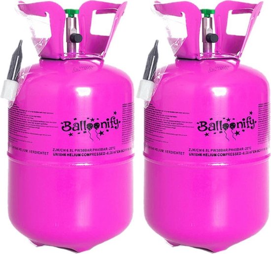 2x Stuks helium tank/cilinder voor ca. 50 ballonnen of 22 folieballonnen