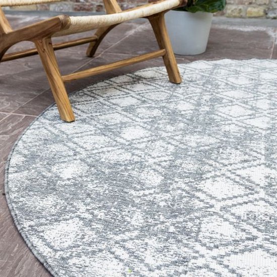 Buiten vloerkleed Frost - Grijs/Wit - dubbelzijdig - EVA Interior - Polypropyleen - Rond 240 Ø - (XXL)