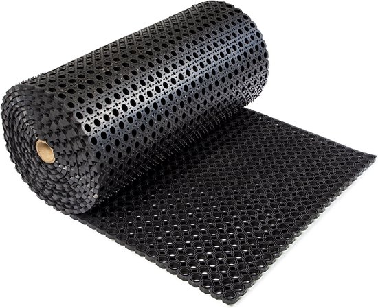 Rubber ringmat op rol gesloten bodem | Heavy Duty | 7,5 meter lang x 1meter breed (2.2cm dik)