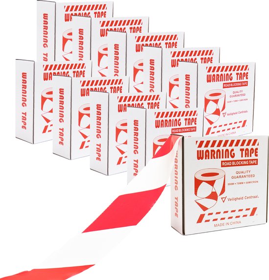 Afzetlint rood wit 500 meter - 10 stuks afzetlinten